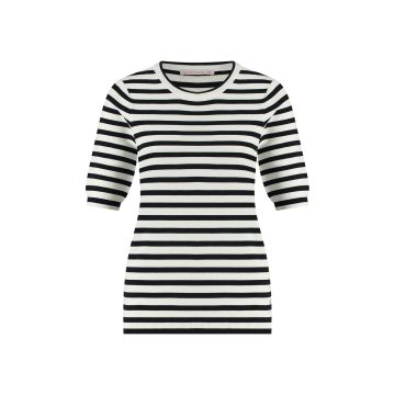 Studio Anneloes Luna stripe short slv pullover Off White  foto 1
