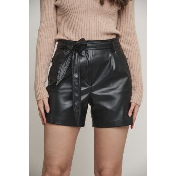 Rino Pelle Faux leather short with knotted belt Zwart foto 1