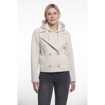 Rino Pelle Double breasted jacket with detachable hood collar Beige foto 1