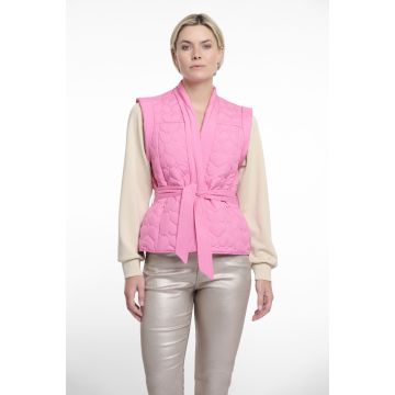 Rino Pelle Quilted bodywarmer with belt Roze foto 1