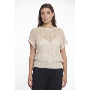Rino Pelle Open knitted short sleeves top Beige foto 1