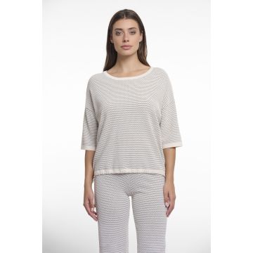 Rino Pelle Short sleeve top with drawstring Beige foto 1
