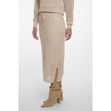 Rino Pelle Midi skirt with side slits Zand foto 1