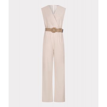 EsQualo Jumpsuit fancy crinkle Zand foto 1