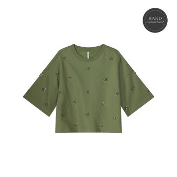 Summum 3/4 sleeve embellished sweatshirt Groen foto 1