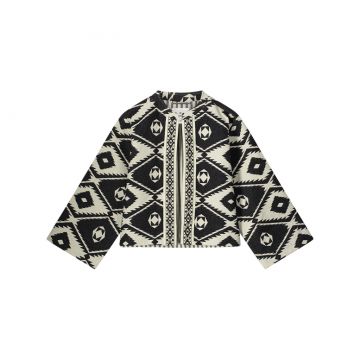 Summum Short round neck jacket Geo Aztek Zwart foto 1