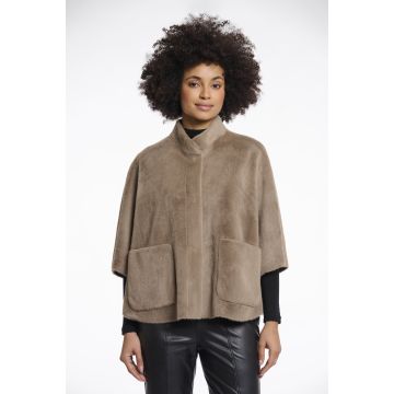 Rino Pelle Faux fur cape Taupe foto 1