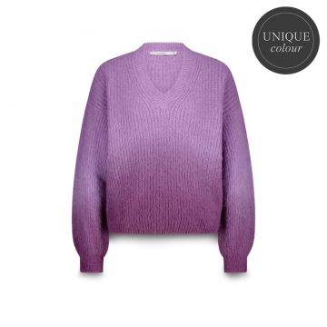 Summum V-neck sweater dip dye knit Lila foto 1