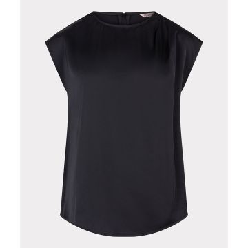 EsQualo Top gathering satin look Zwart foto 1