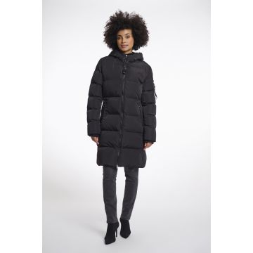 Rino Pelle Long padded hooded coat Zwart foto 1