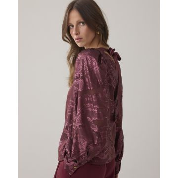 Summum Top Shiny jacquard Bordeaux rood foto 1