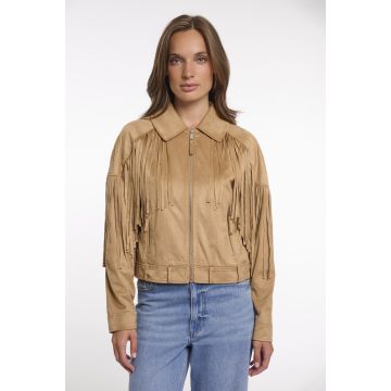 Rino Pelle Jacket with fringes Zand foto 1