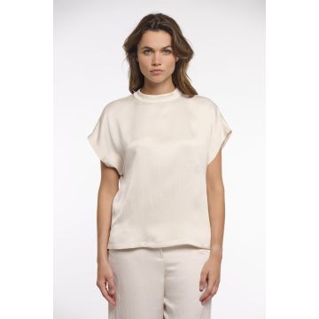 Rino Pelle Short sleeve top with high neck Beige foto 1
