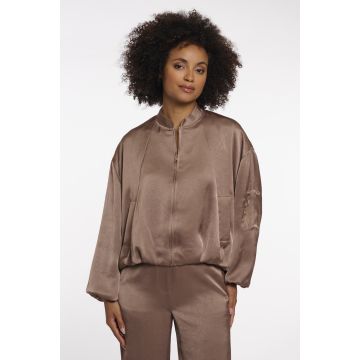 Rino Pelle Bomber jacket with zipper Taupe foto 1