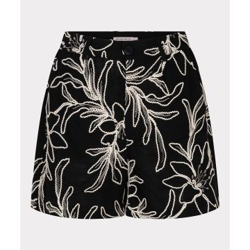 EsQualo Shorts flower embroidery Zwart foto 1