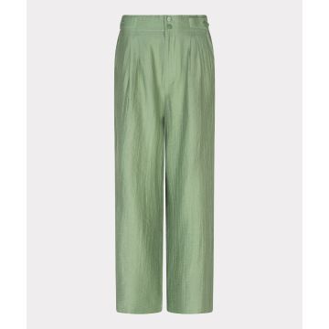 EsQualo Trousers wide light crinkle Groen foto 1