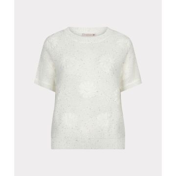 EsQualo Sweater embroidery flowers Wit foto 1