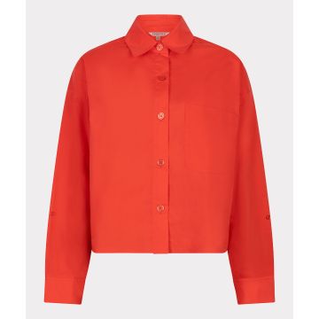 EsQualo Blouse cropped folded cuff Rood foto 1