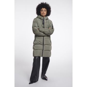 Rino Pelle Long padded hooded coat Groen foto 1