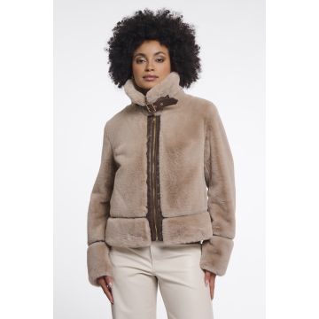 Rino Pelle Short faux fur jacket Beige foto 1