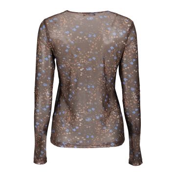 Geisha Top mesh small flowers Bruin foto 1
