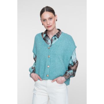 Geisha Knitted gilet with buttons Groen foto 1