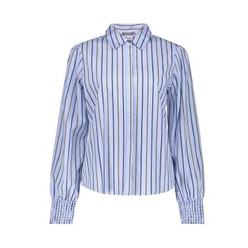Geisha Blouse pinstripe rhinestones Blauw foto 1
