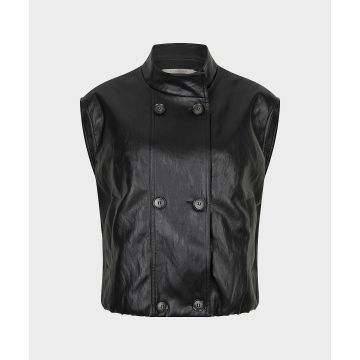EsQualo Gilet balloon double breasted PU crinkle Grijs foto 1
