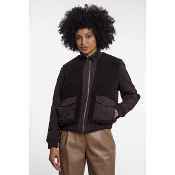 Rino Pelle Mixed material cardigan with zipper Bruin foto 1