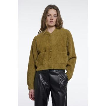 Rino Pelle Short cardigan with button closure Olijfgroen foto 1