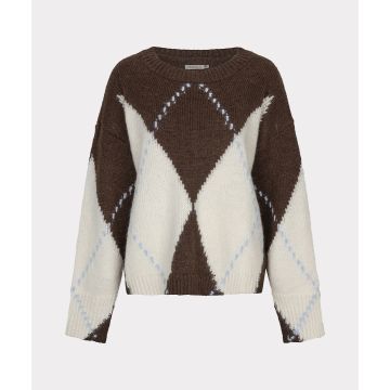 EsQualo Sweater big argyle Bruin foto 1