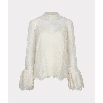 EsQualo Blouse trumpet sleeve lace Ecru foto 1