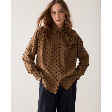 Summum Blouse Dot flock print Bruin foto 1