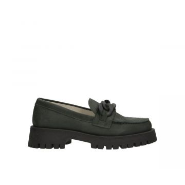 PX shoes  Loafer nubuck green met mat zwart buckle. Groen foto 1