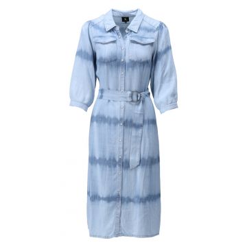 K - Design hemd jurk midi tiedye jeans Blauw foto 1