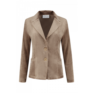 Helena Hart Blazer velours kort uni Latte foto 1