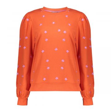 Geisha Sweater embroiderd flowers Oranje foto 1