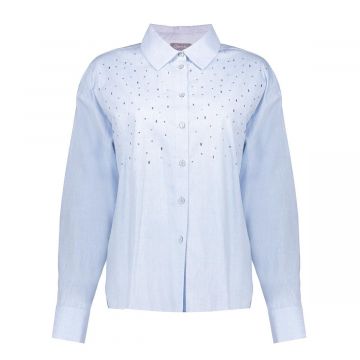 Geisha Blouse rhinestones Blauw foto 1