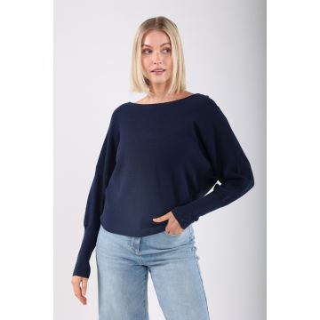 Nukus Batwing Pullover Plain Navy foto 1