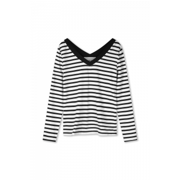 Helena Hart top v-neck stripe Zwart foto 1