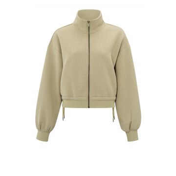YAYA Ribbed jersey cardigan Zand foto 1