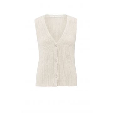 YAYA Knitted rib stitch gilet Beige foto 1