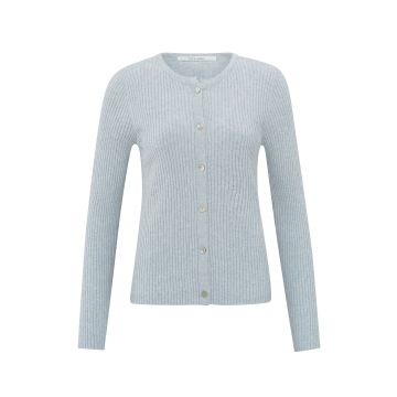 YAYA Fake cardigan in rib Lichtblauw foto 1