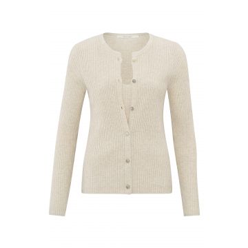 YAYA Fake cardigan in rib Zand foto 1