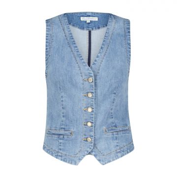 Red Button Waistcoat light stone Blauw foto 1