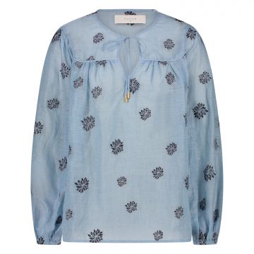Nukus Kaoutar Blouse Embroidery Lichtblauw foto 1