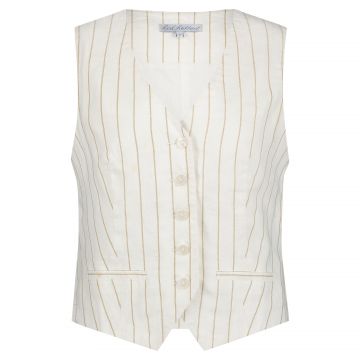 Red Button Waistcoat cotton linen stripe Zand foto 1