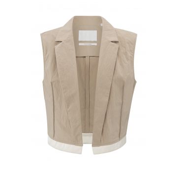 YAYA Cotton woven sleeveless gilet Beige foto 1