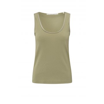 YAYA Rib singlet with shiny binding Groen foto 1