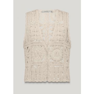 Summum Gilet flower crochet knit Off White  foto 1